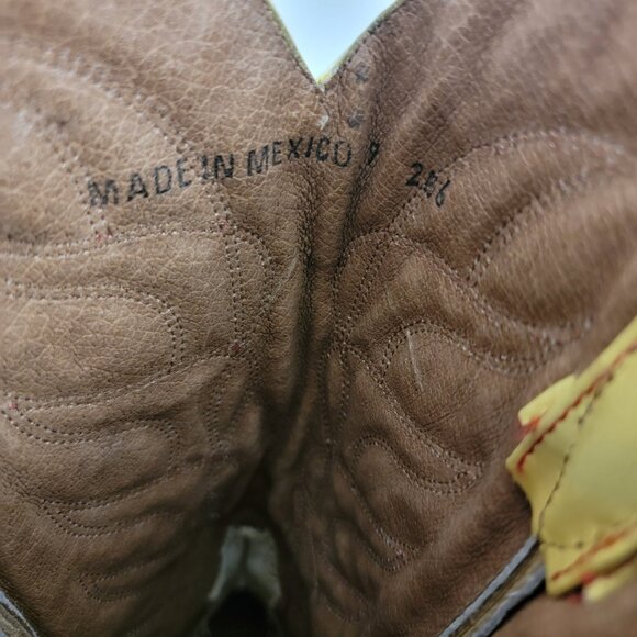 John Fluevog F-Shoes Cowboy Low Boots in Patent Yellow 9 - Picture 10 of 10